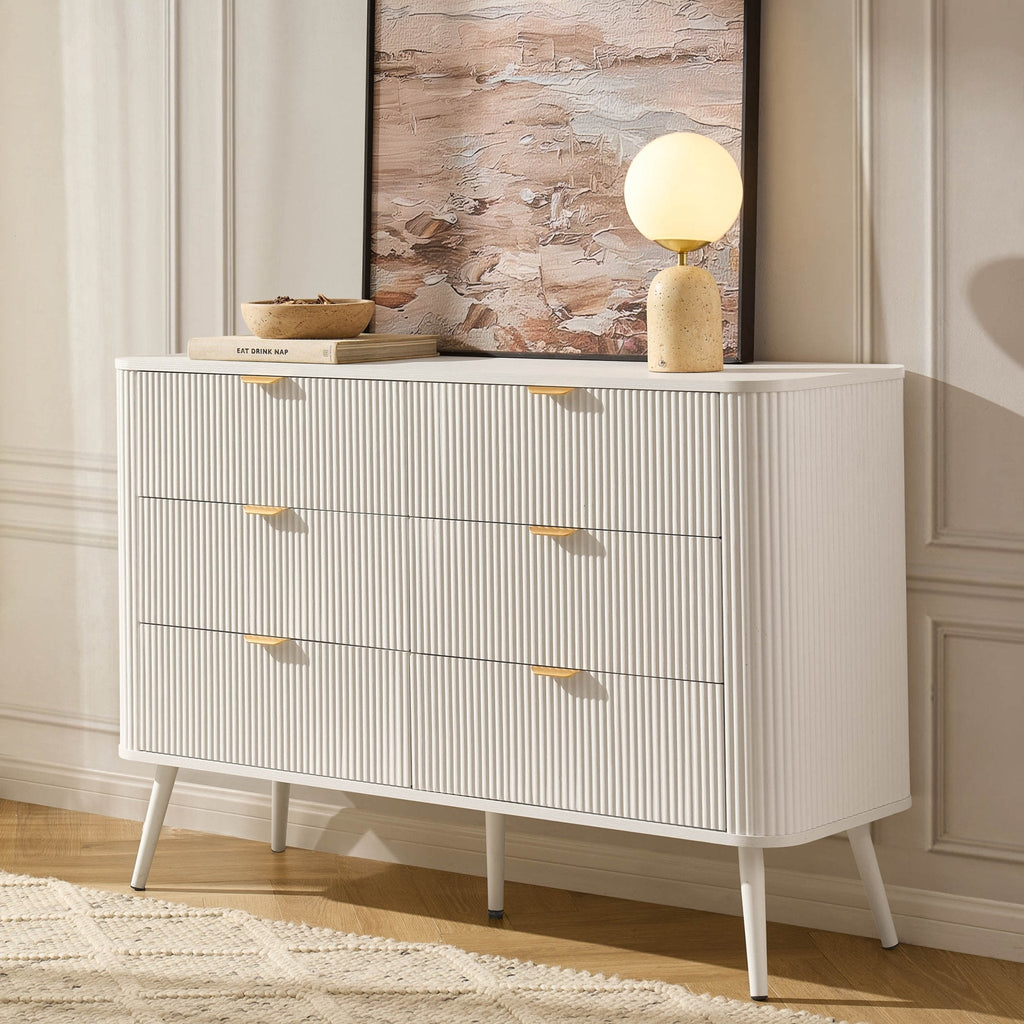 Dusklia - Hattie 6 Drawer Large Chest - Warm White