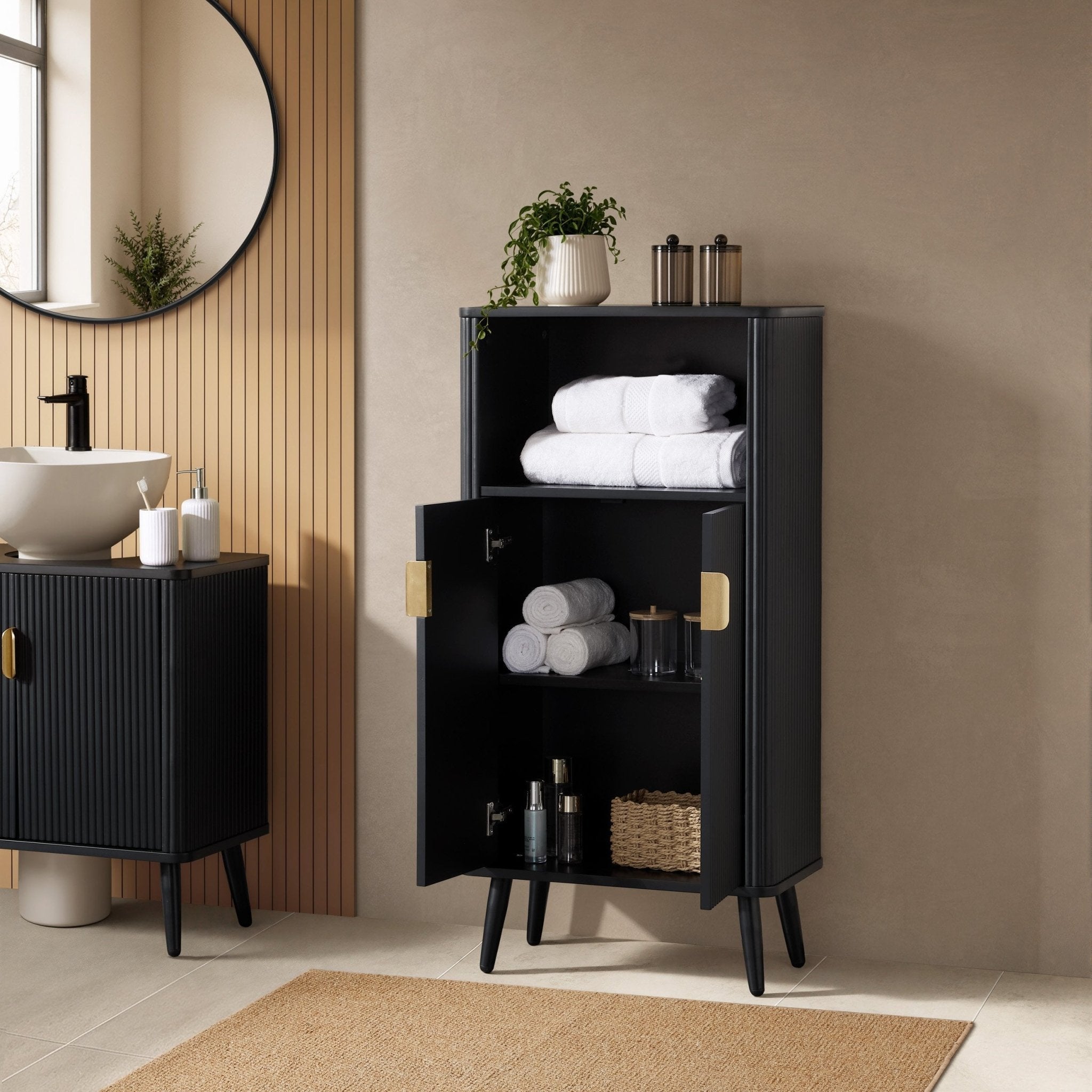 Dusklia - Hattie Bathroom Storage Cabinet - Black