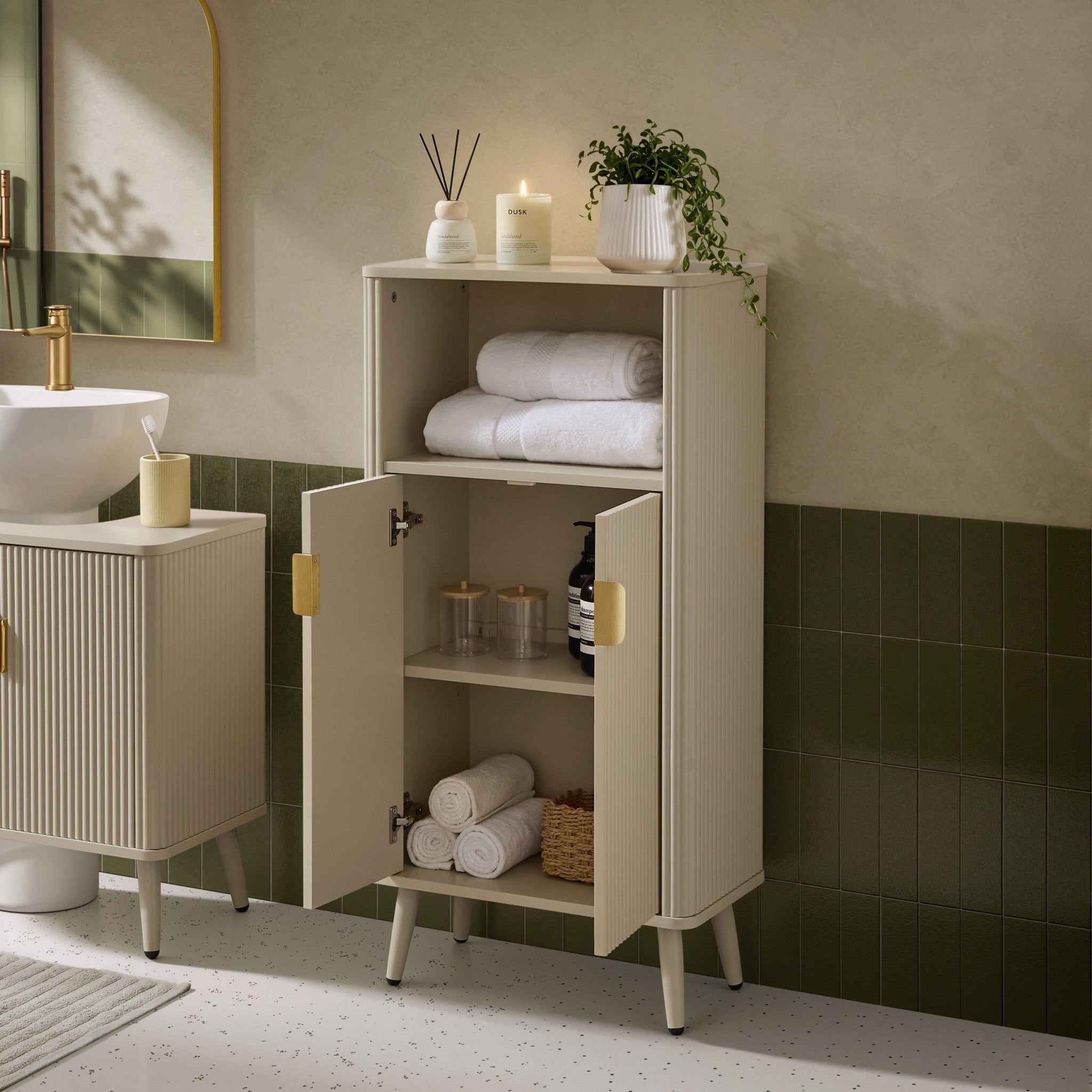 Dusklia - Hattie Bathroom Storage Cabinet - Oyster