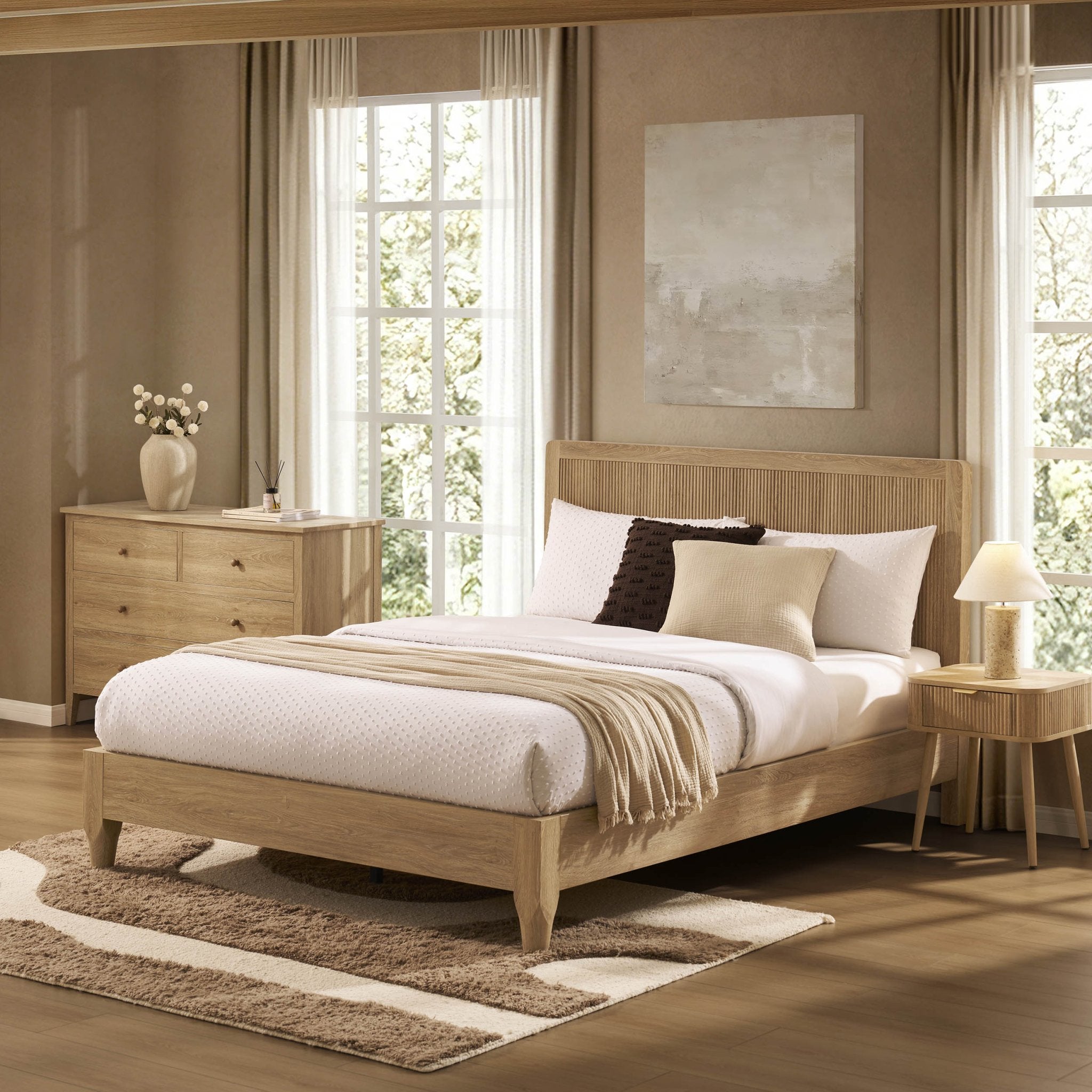 Dusklia - Hattie Bed Frame - Light Wood