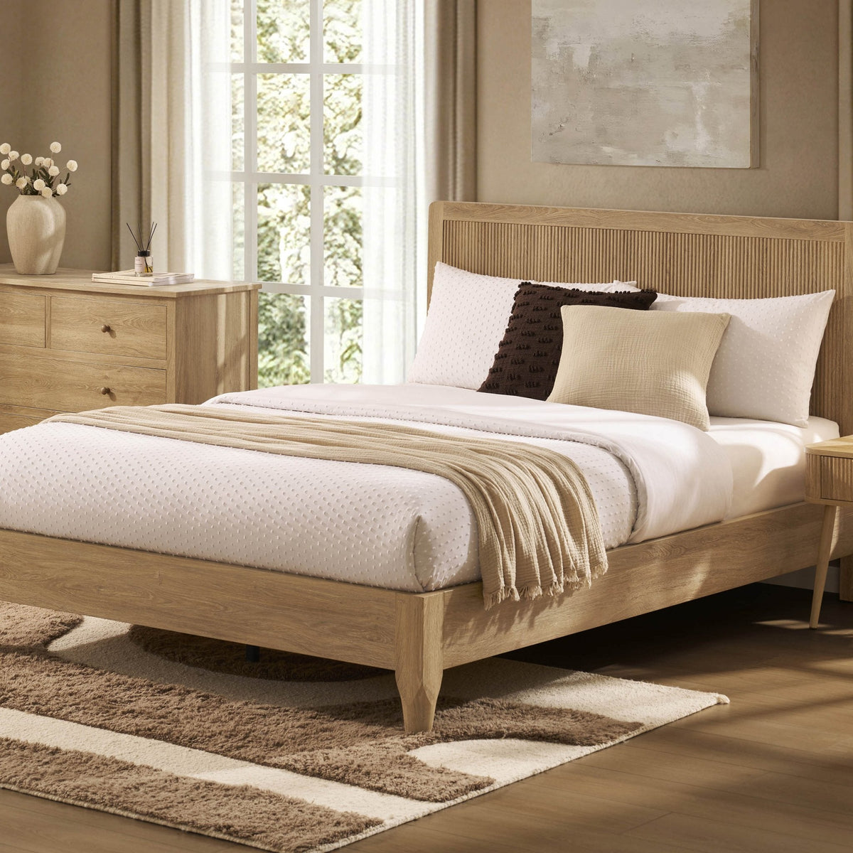 Dusklia - Hattie Bed Frame - Light Wood