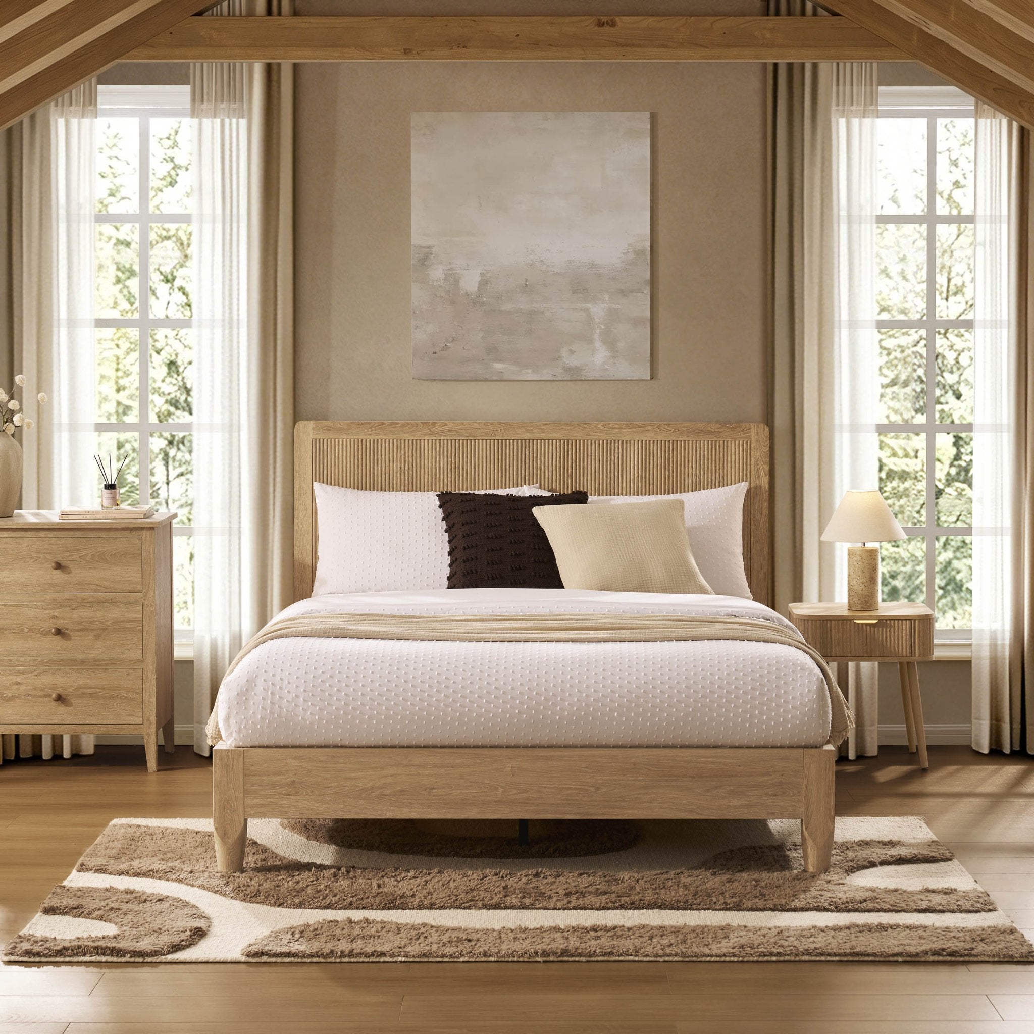 Dusklia - Hattie Bed Frame - Light Wood