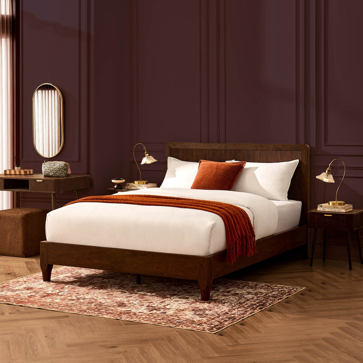Dusklia - Hattie Bed Frame - Wood Walnut