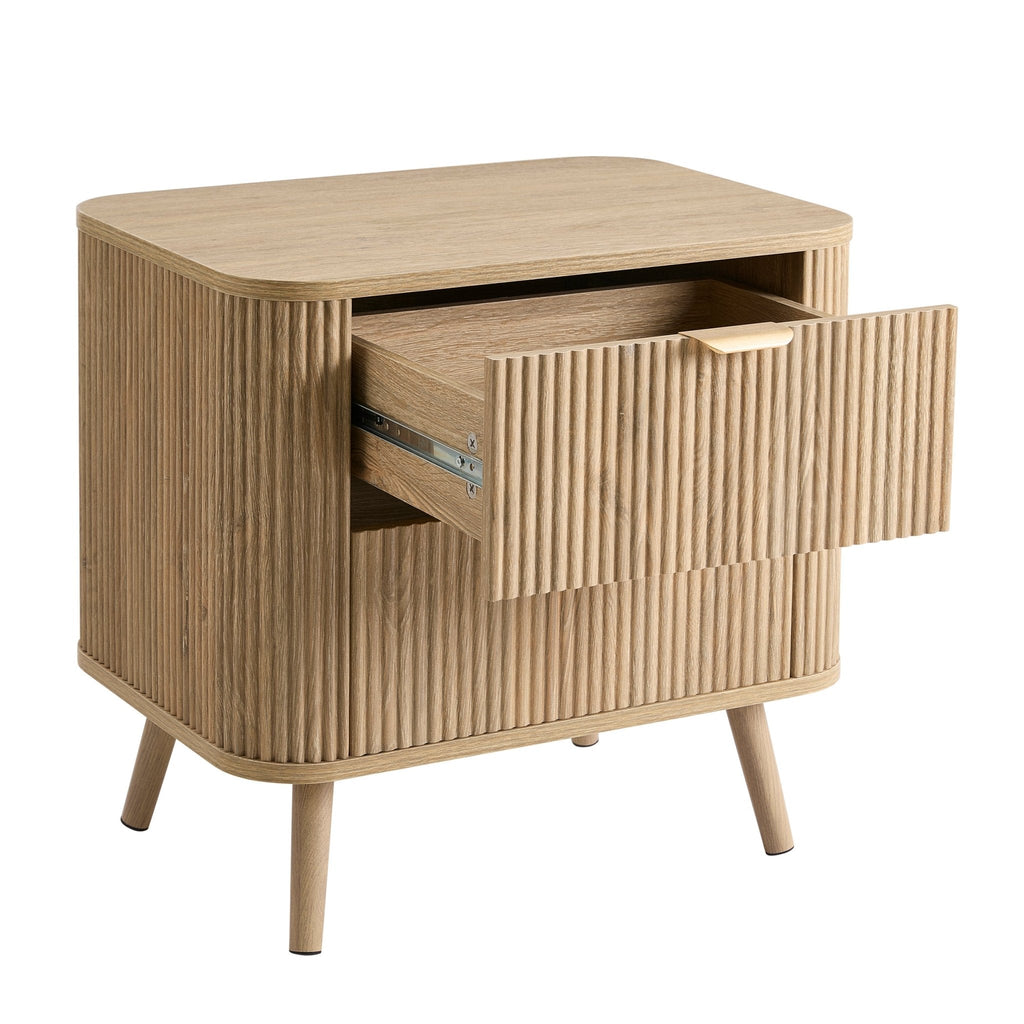 Dusklia - Hattie 2 Drawer Bedside Table - Light Wood