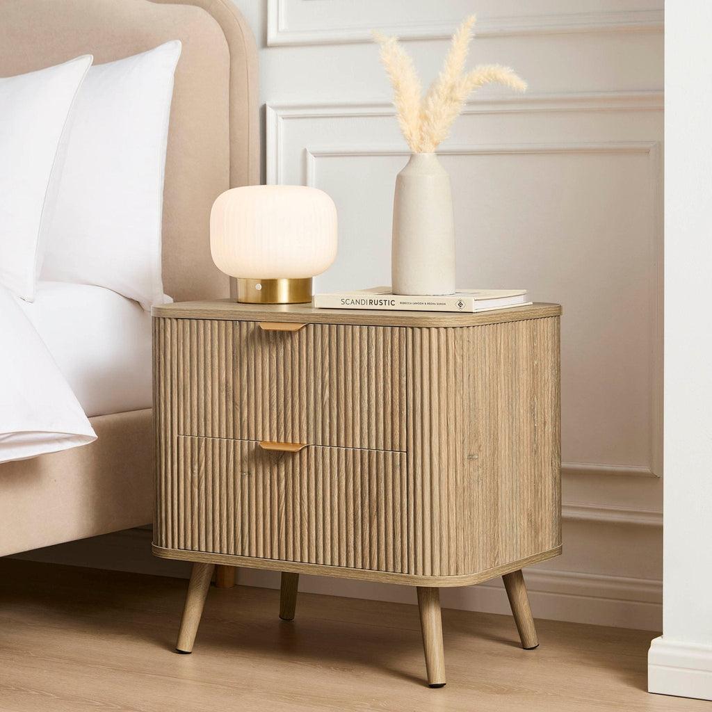 Dusklia - Hattie 2 Drawer Bedside Table - Light Wood