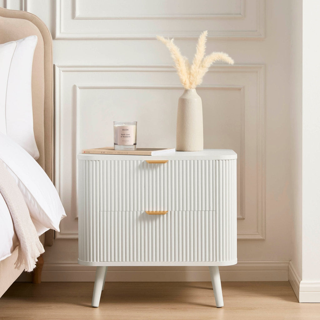 Dusklia - Hattie 2 Drawer Bedside Table - Warm White