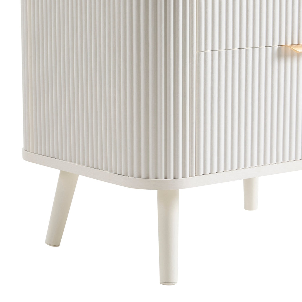 Dusklia - Hattie 2 Drawer Bedside Table - Warm White