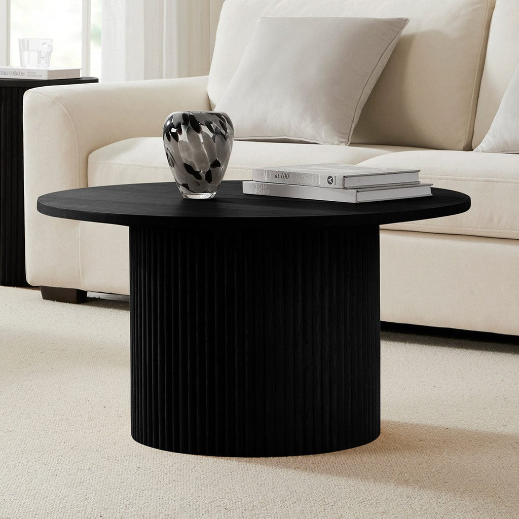 Dusklia - Hattie Round Pedestal Coffee Table - Black