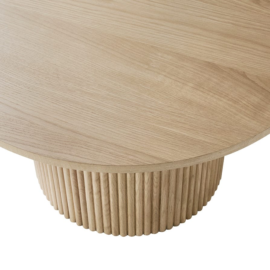 Dusklia - Hattie Round Pedestal Coffee Table - Light Wood