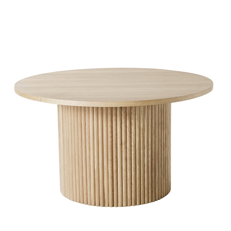 Dusklia - Hattie Round Pedestal Coffee Table - Light Wood
