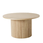 Dusklia - Hattie Round Pedestal Coffee Table - Light Wood