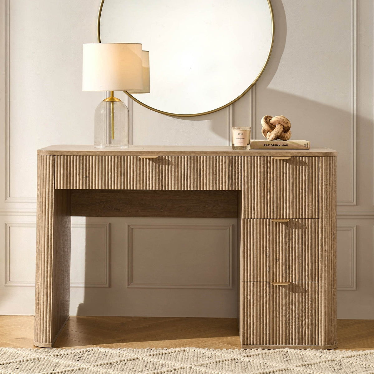 Dusklia - Hattie Large Dressing Table with Drawers  - Light Wood