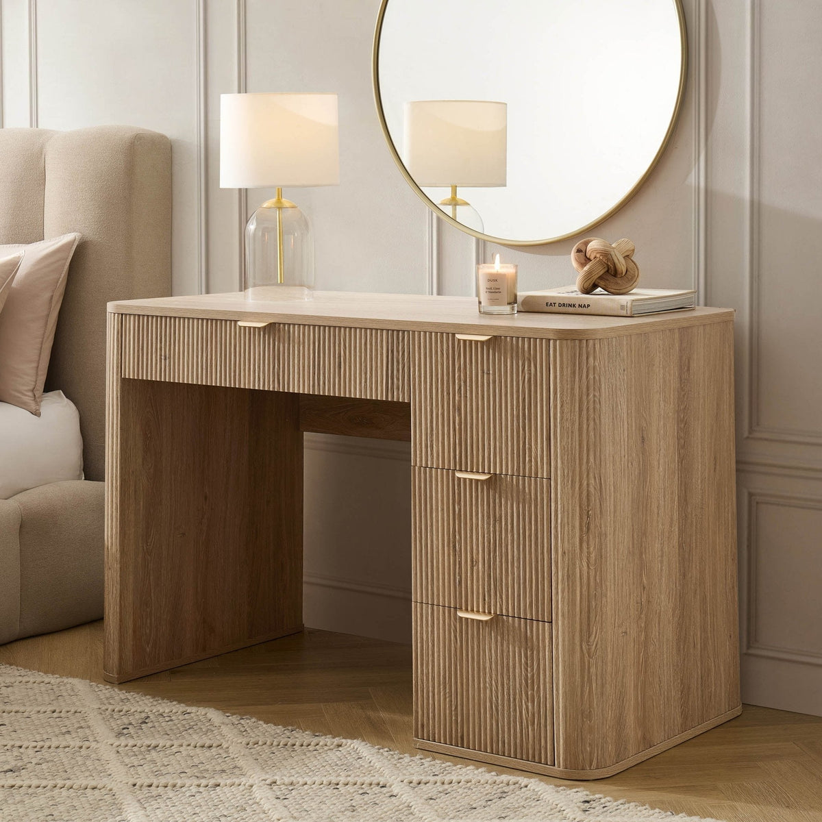 Dusklia - Hattie Large Dressing Table with Drawers  - Light Wood