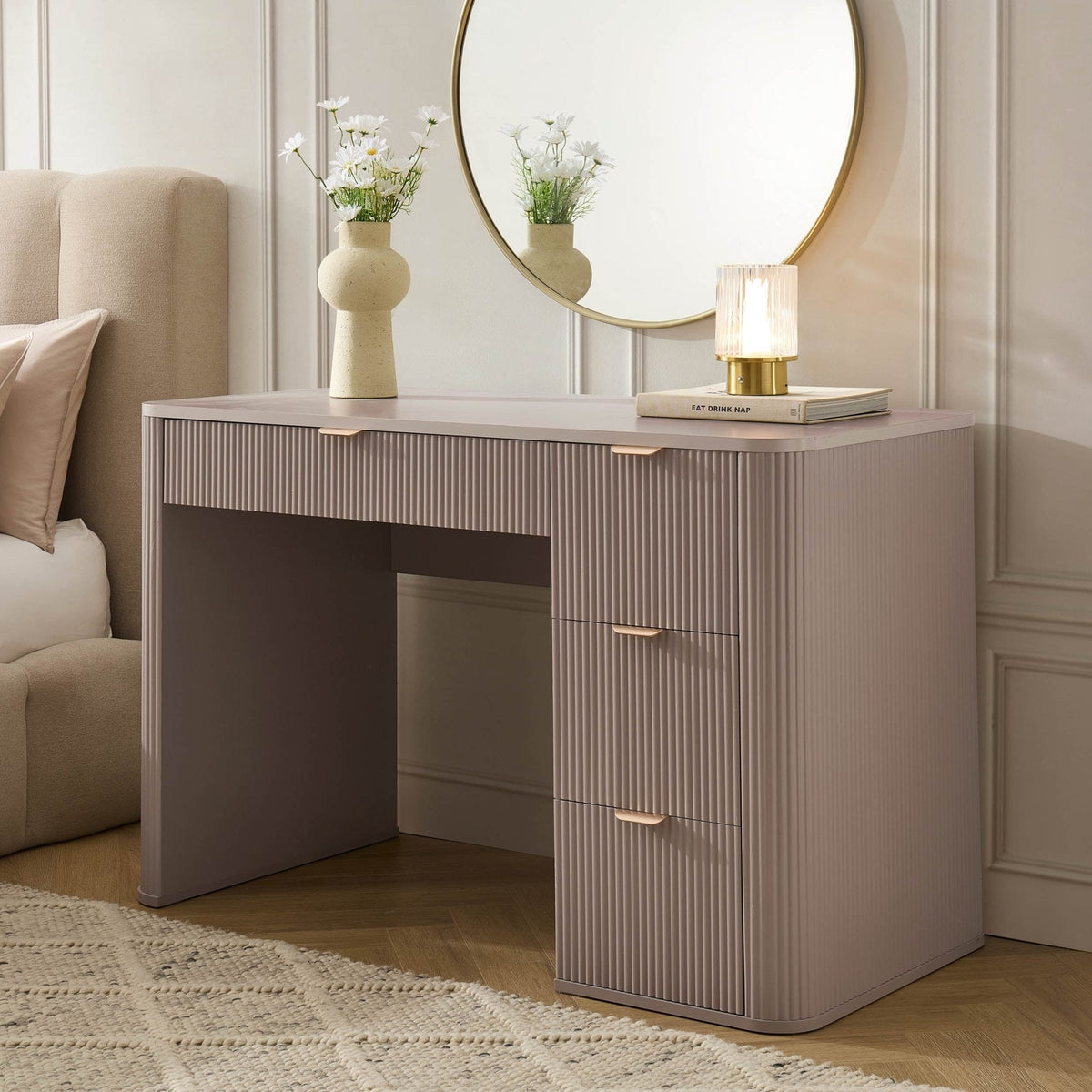 Dusklia - Hattie Large Dressing Table with Drawers - Taupe