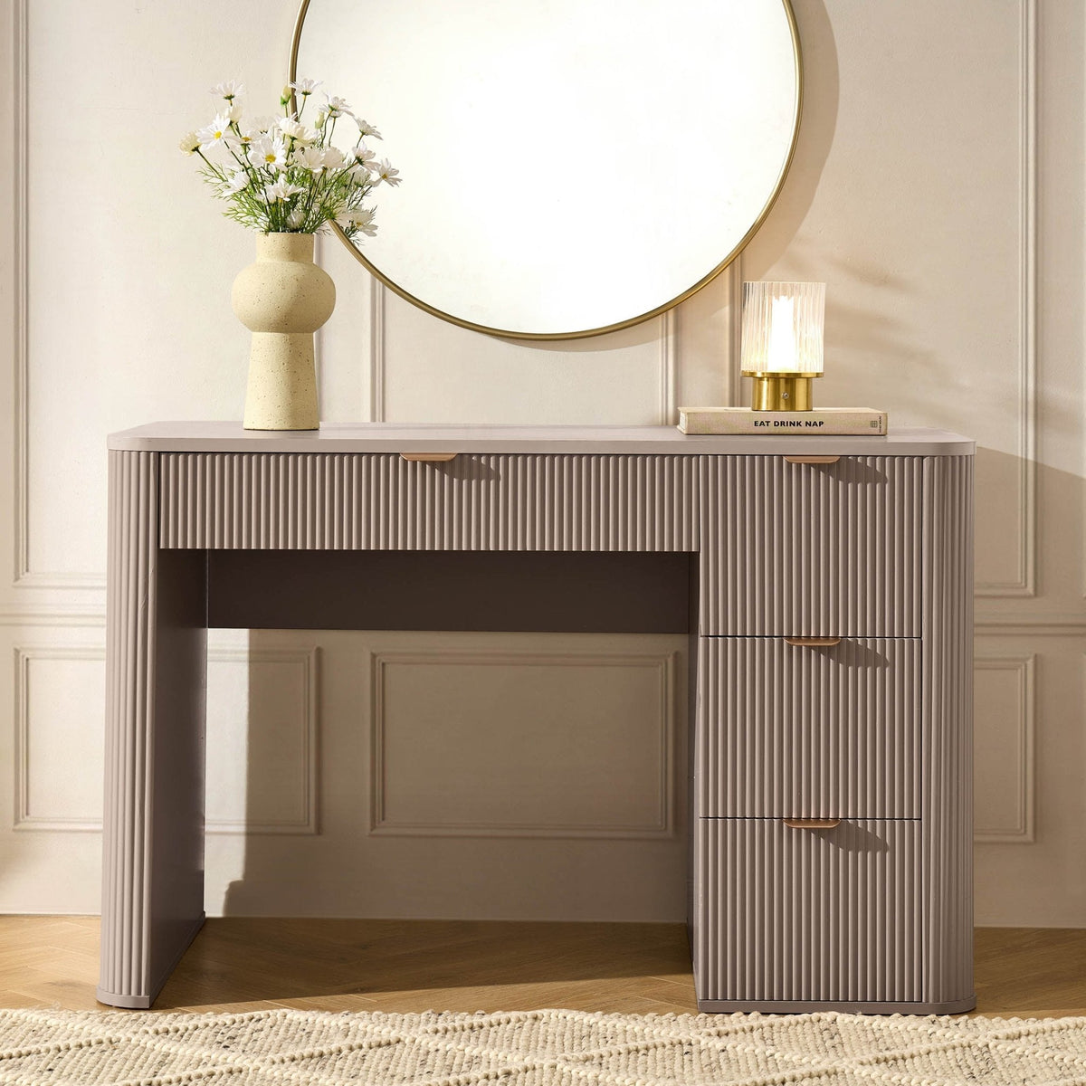 Dusklia - Hattie Large Dressing Table with Drawers - Taupe