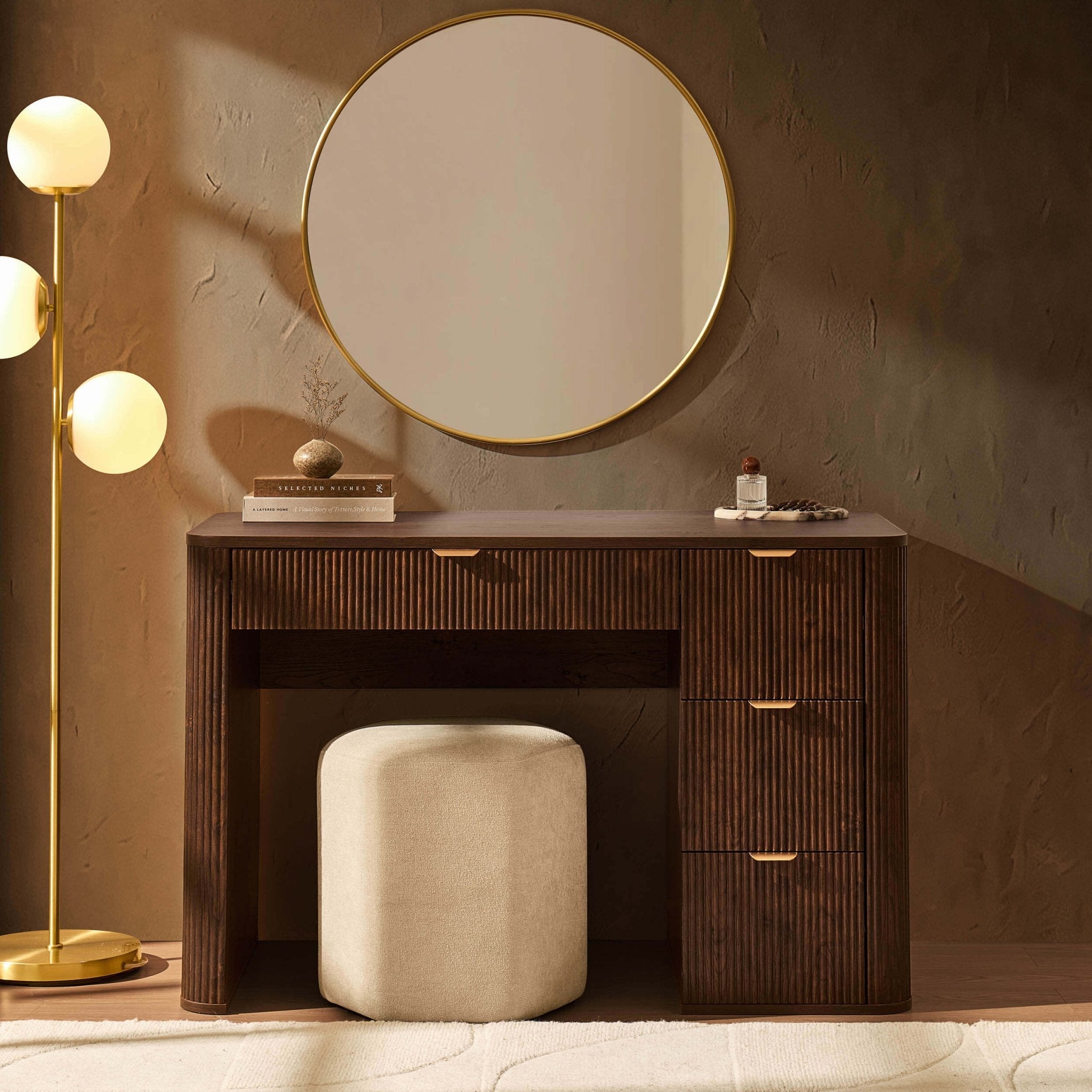 Dusklia - Hattie Large Dressing Table with Drawers - Walnut
