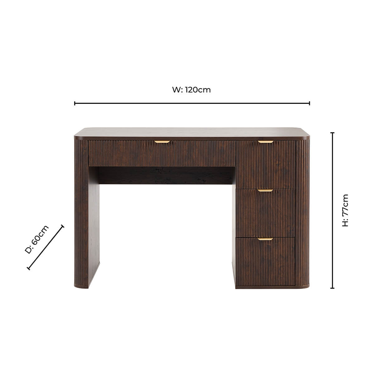 Dusklia - Hattie Large Dressing Table with Drawers - Walnut