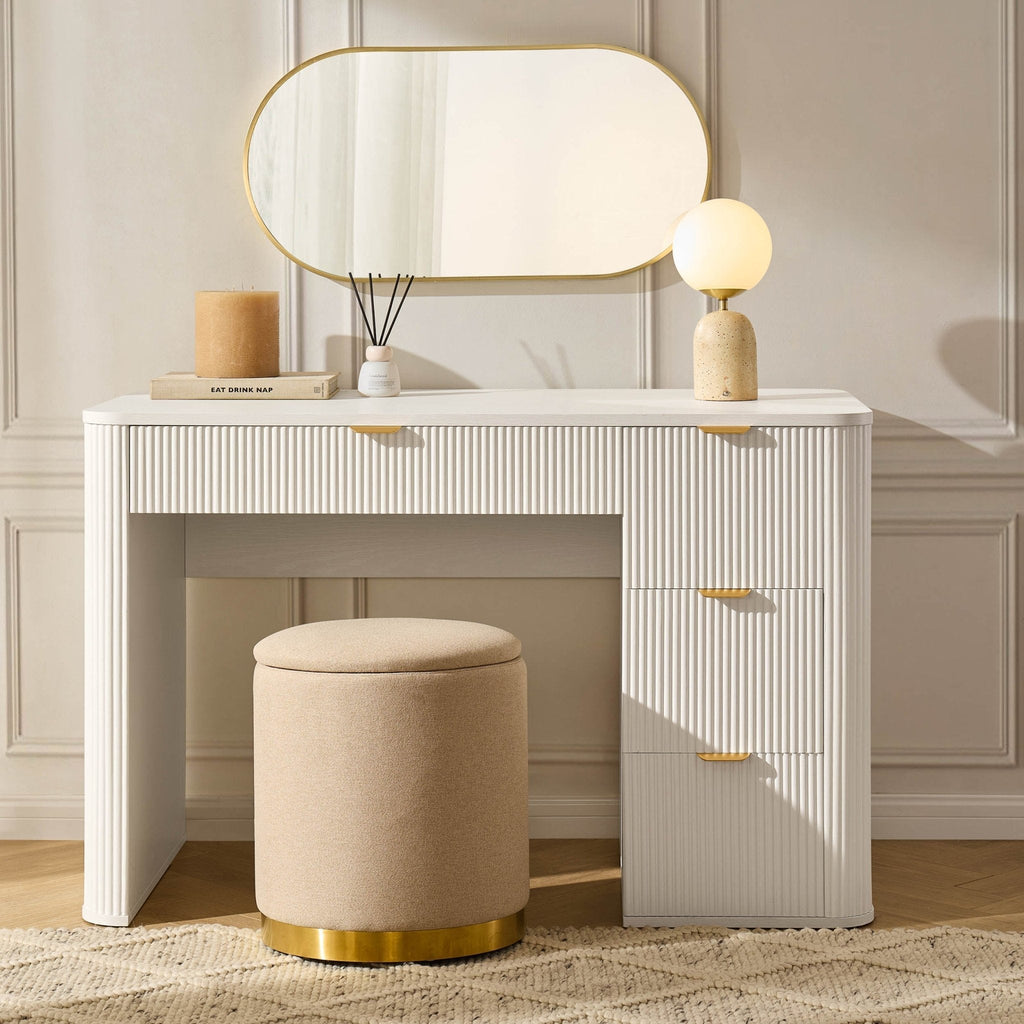 Dusklia - Hattie Large Dressing Table with Drawers - Warm White
