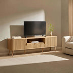 Dusklia - Hattie Large TV Unit for TVs up to 75- Light Wood