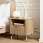 Dusklia - Hattie 1 Drawer Bedside with Shelf - Light Wood