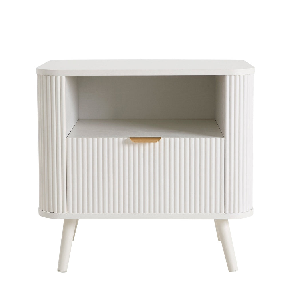 Dusklia - Hattie 1 Drawer Bedside with Shelf - Warm White