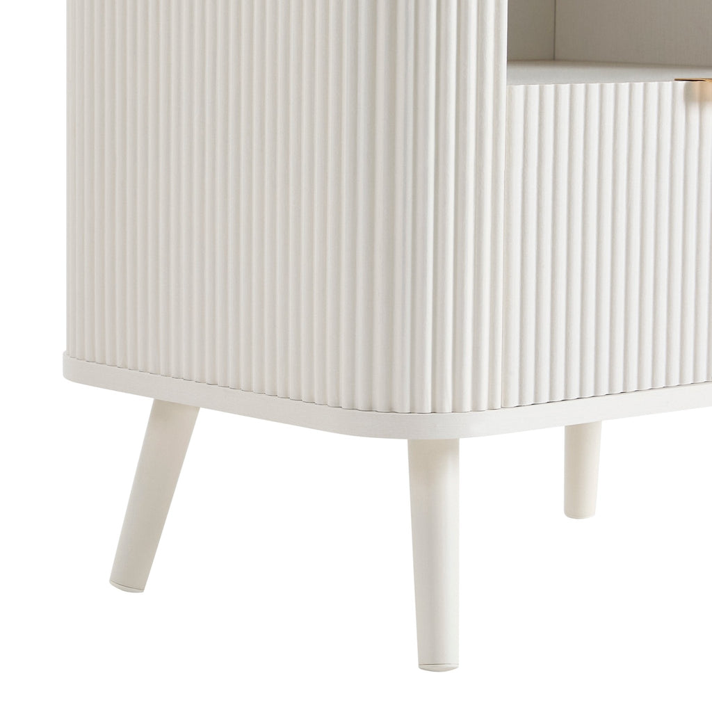 Dusklia - Hattie 1 Drawer Bedside with Shelf - Warm White