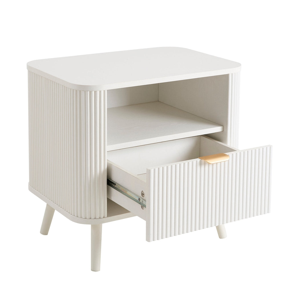 Dusklia - Hattie 1 Drawer Bedside with Shelf - Warm White
