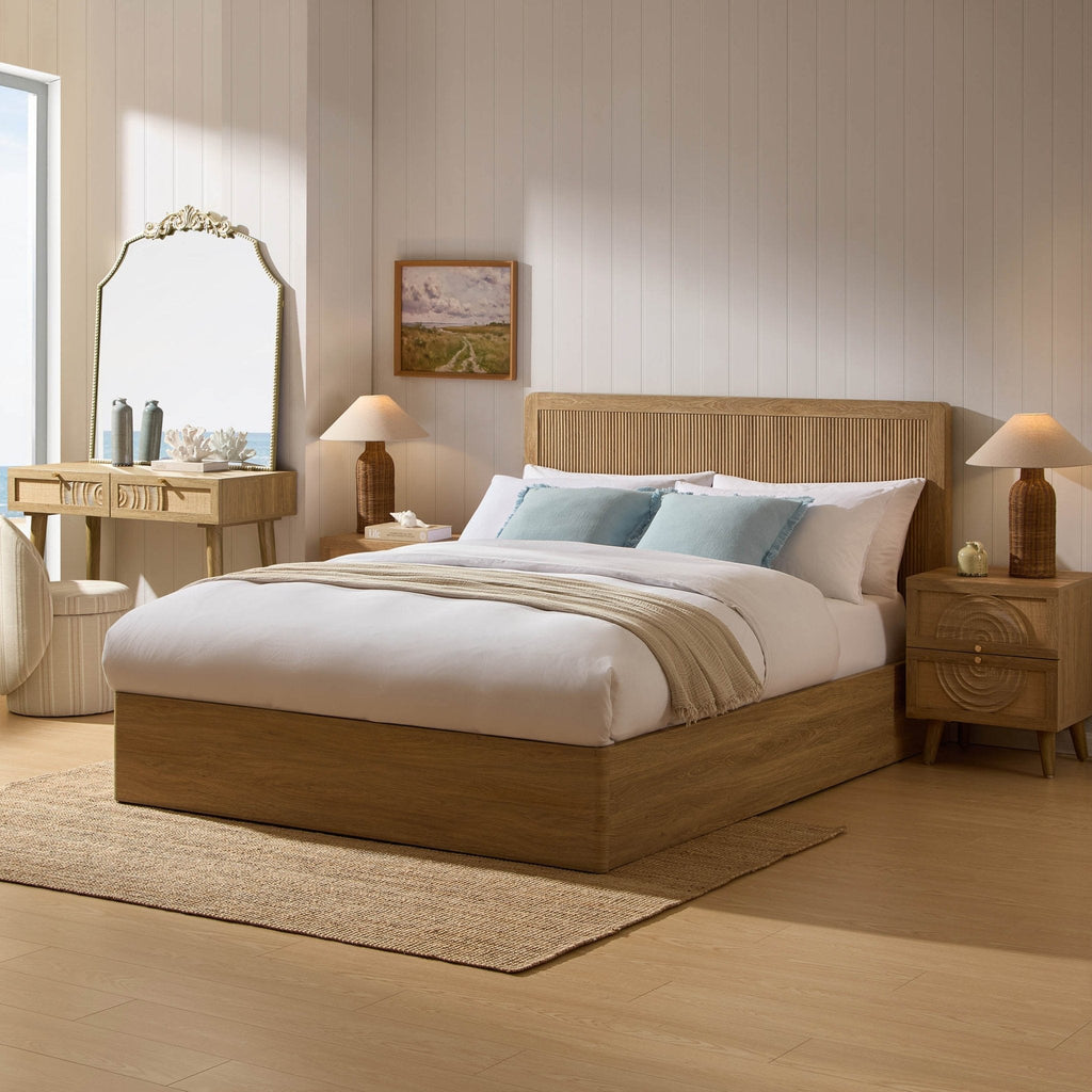 Dusklia - Hattie Ottoman Storage Bed - Light Wood