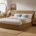 Dusklia - Hattie Ottoman Storage Bed - Light Wood
