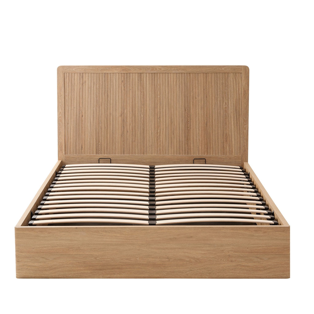 Dusklia - Hattie Ottoman Storage Bed - Light Wood