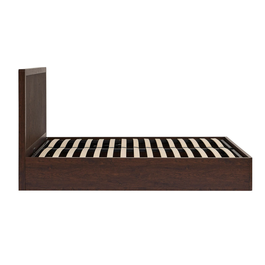 Dusklia - Hattie Ottoman Storage Bed - Wood Walnut
