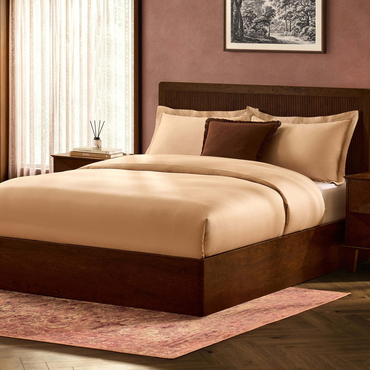 Dusklia - Hattie Ottoman Storage Bed - Wood Walnut