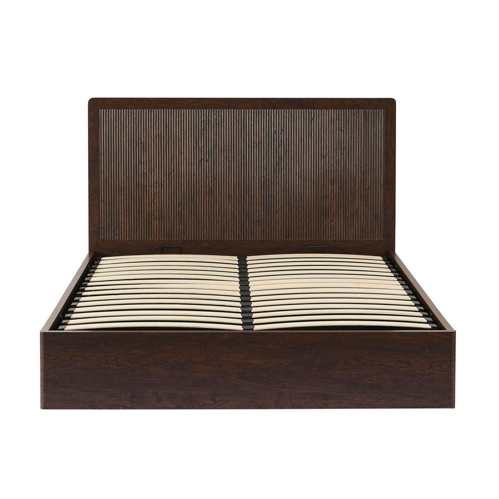 Dusklia - Hattie Ottoman Storage Bed - Wood Walnut