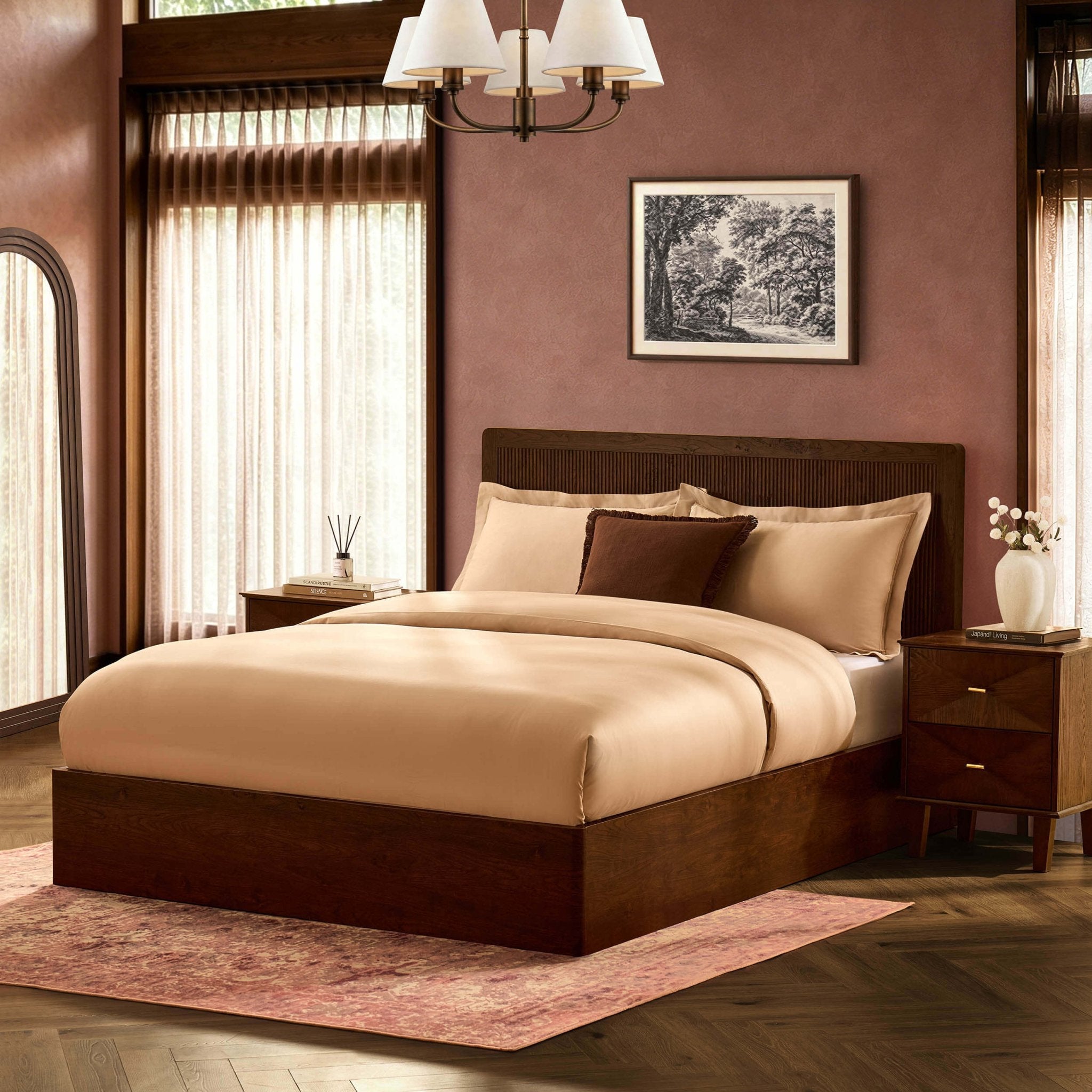 Dusklia - Hattie Ottoman Storage Bed - Wood Walnut