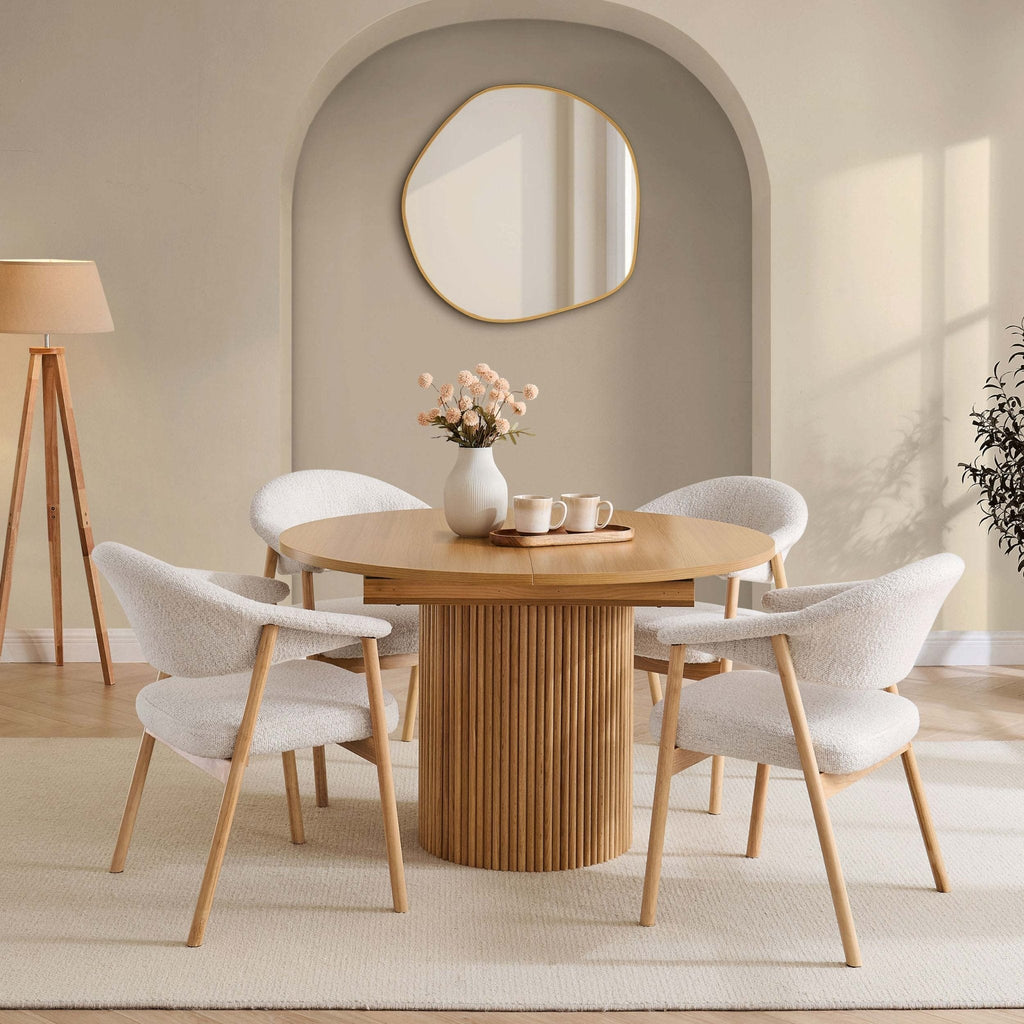 Dusklia - Hattie Oval Extendable 4-6 Seater Dining Table - Light Wood
