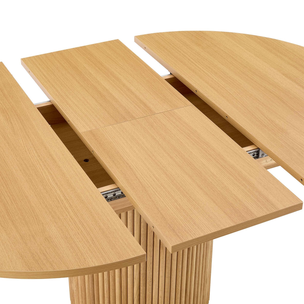 Dusklia - Hattie Oval Extendable 4-6 Seater Dining Table - Light Wood