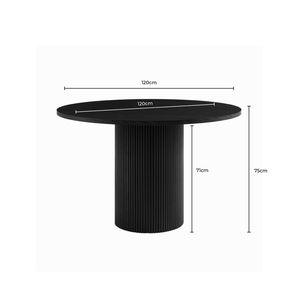 Dusklia - Hattie Panel Round 4-6 Seater Pedestal Dining Table - Walnut