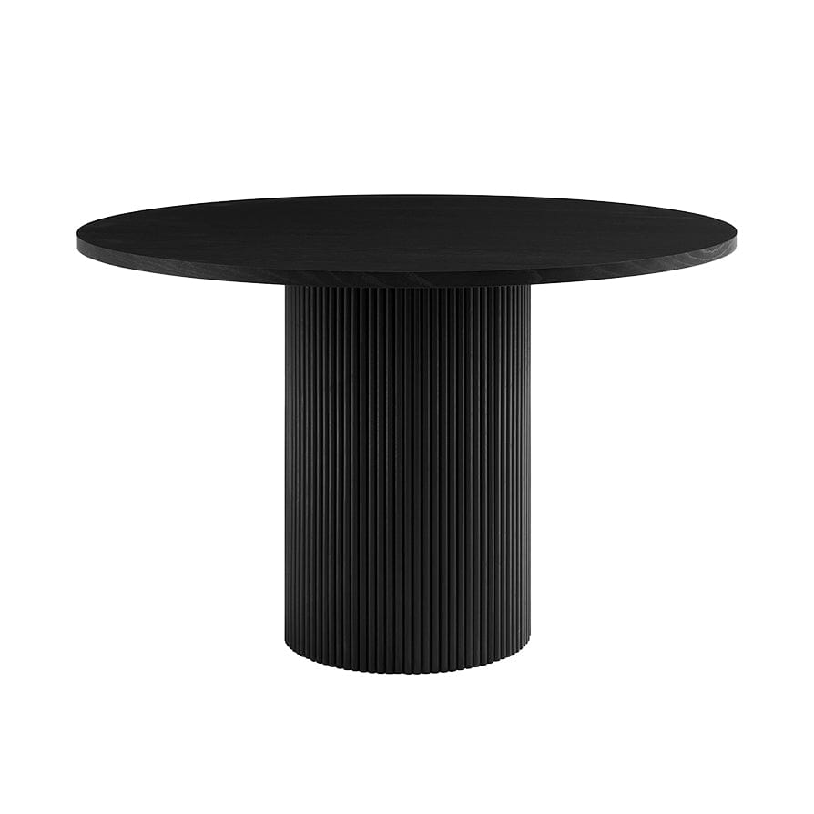Dusklia - Hattie Panel Round 4-6 Seater Pedestal Dining Table - Black
