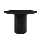 Dusklia - Hattie Panel Round 4-6 Seater Pedestal Dining Table - Black