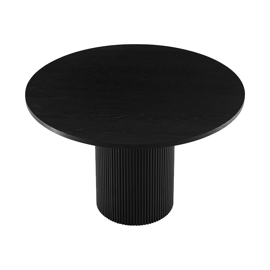 Dusklia - Hattie Panel Round 4-6 Seater Pedestal Dining Table - Black