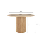 Dusklia - Hattie Panel Round 4-6 Seater Pedestal Dining Table - Natural