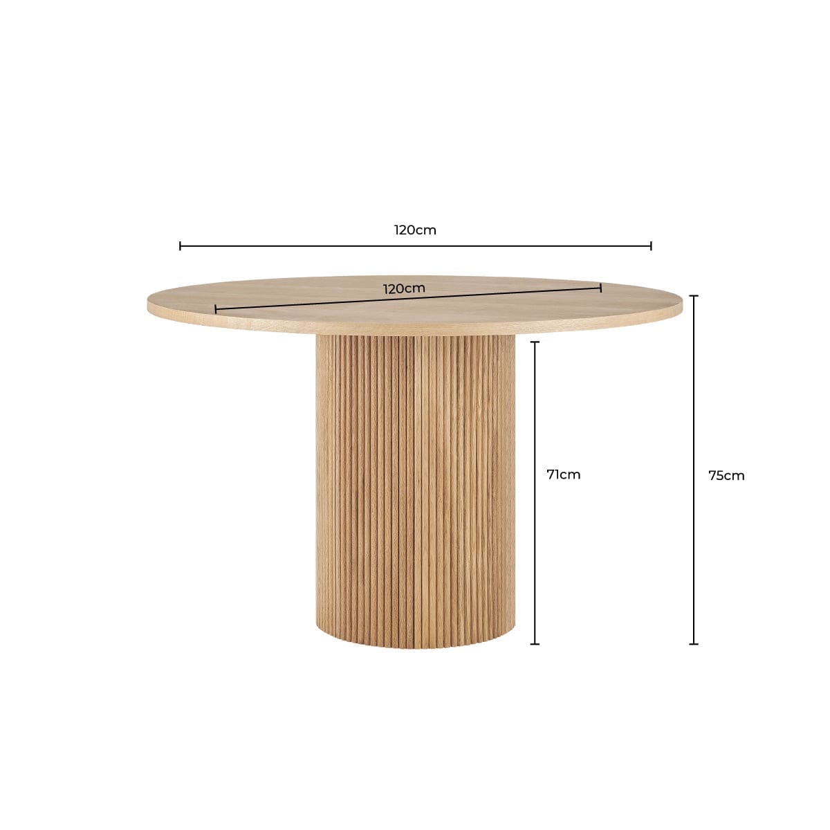 Dusklia - Hattie Panel Round 4-6 Seater Pedestal Dining Table - Natural