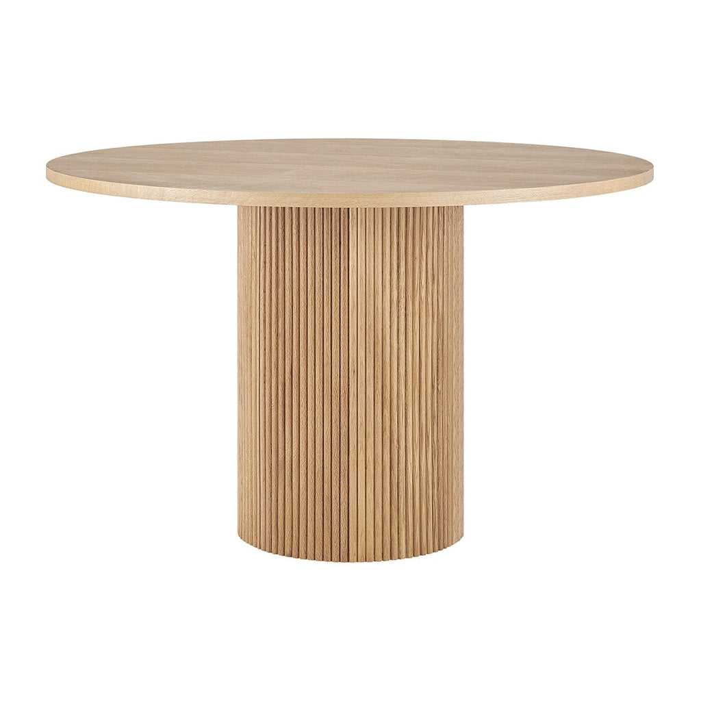 Dusklia - Hattie Panel Round 4-6 Seater Pedestal Dining Table - Natural