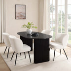 Dusklia - Hattie Panel Oval 4 Seater Dining Table - Black Marble