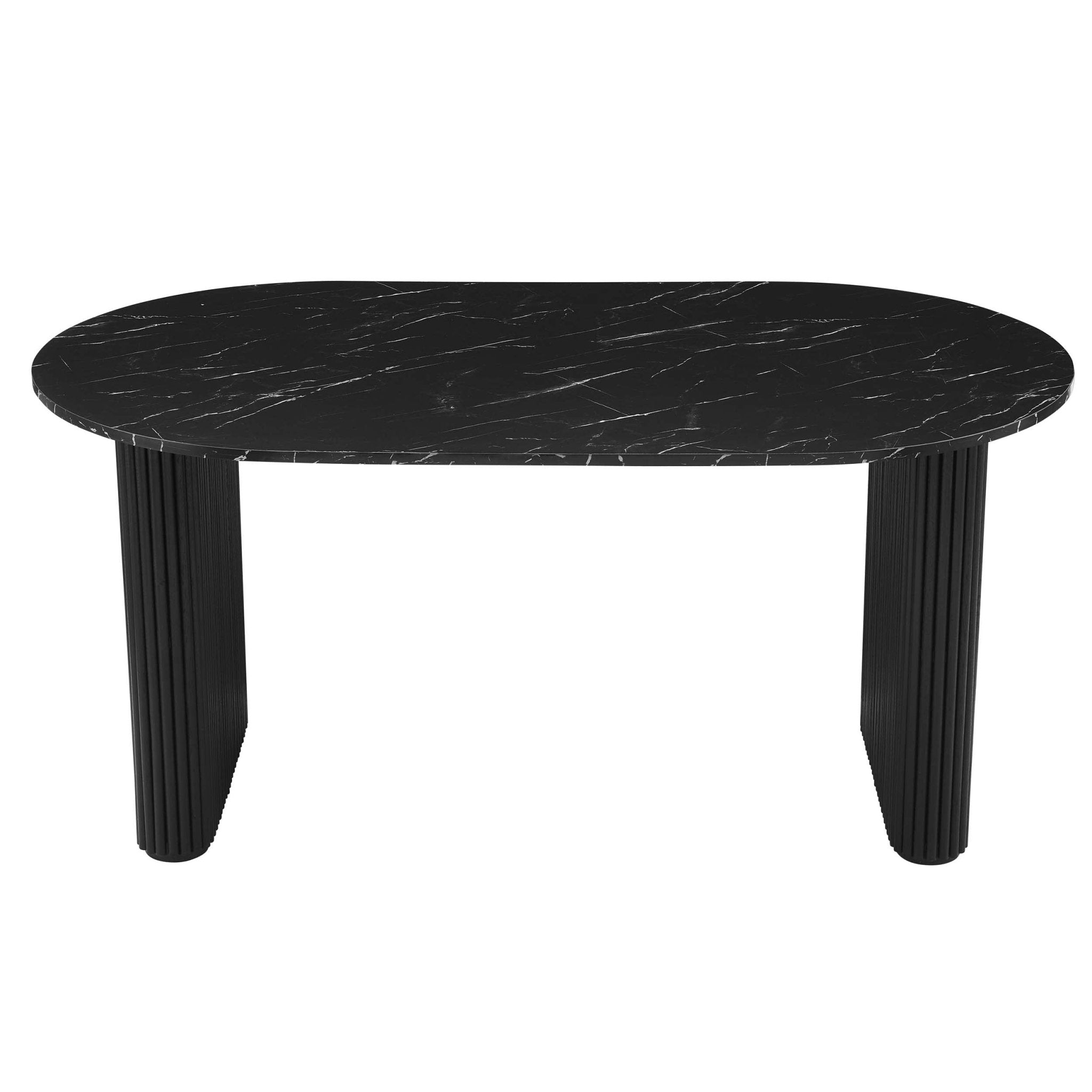 Dusklia - Hattie Panel Oval 4 Seater Dining Table - Black Marble