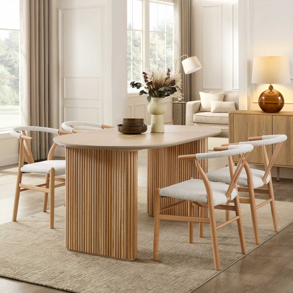 Dusklia - Hattie Panel Oval 4 Seater Dining Table - Natural