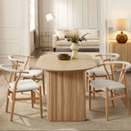 Dusklia - Hattie Panel Oval 4 Seater Dining Table - Natural
