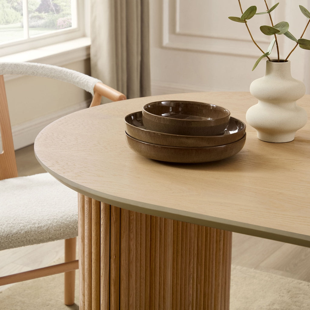Dusklia - Hattie Panel Oval 4 Seater Dining Table - Natural