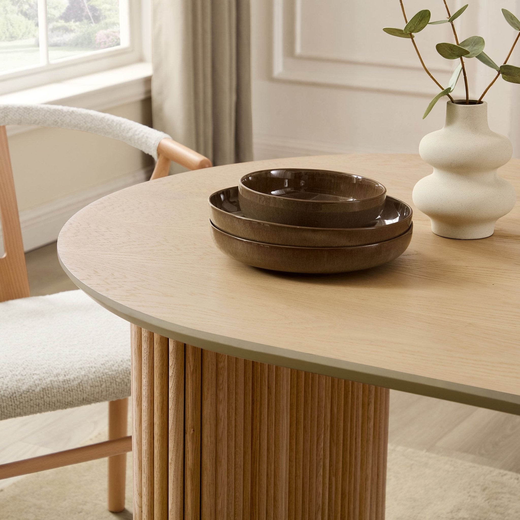 Dusklia - Hattie Panel Oval 4 Seater Dining Table - Natural