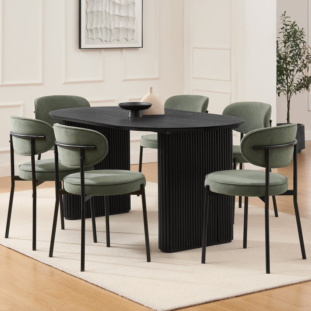 Dusklia - Hattie Panel Oval 4 Seater Dining Table - Black